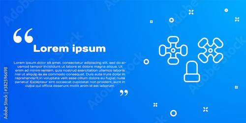 White line Water tap icon isolated on blue background. Vector.