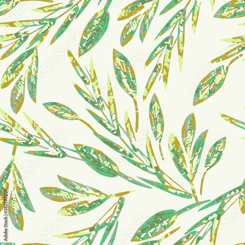 Painted Leaves Seamless Pattern. 