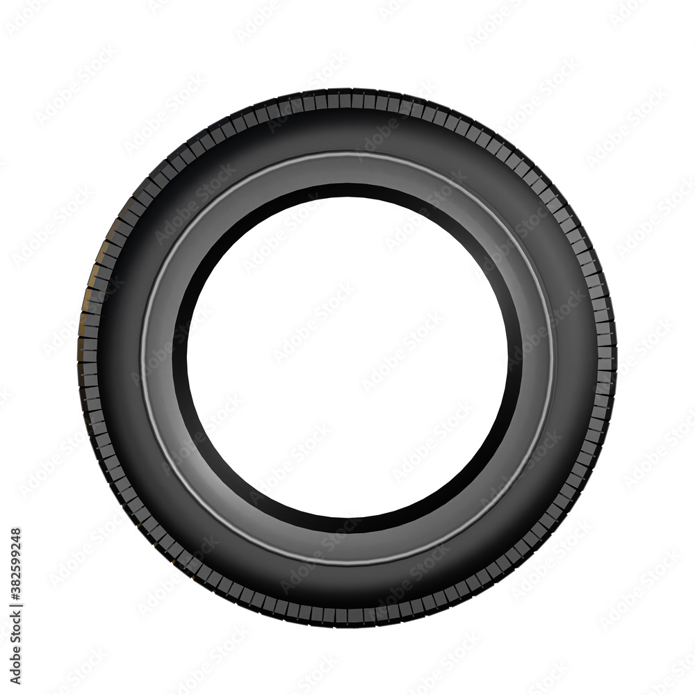 Fototapeta premium 3d rendering Car tire isolated on white background, save clipping path