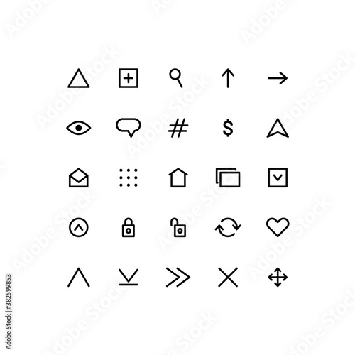 black linear web buttons set