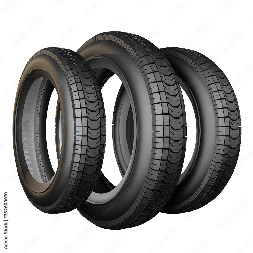 3d rendering Car tire isolated on white background, save clipping path