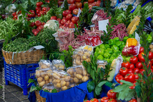 Fresh vegetables on the market counter