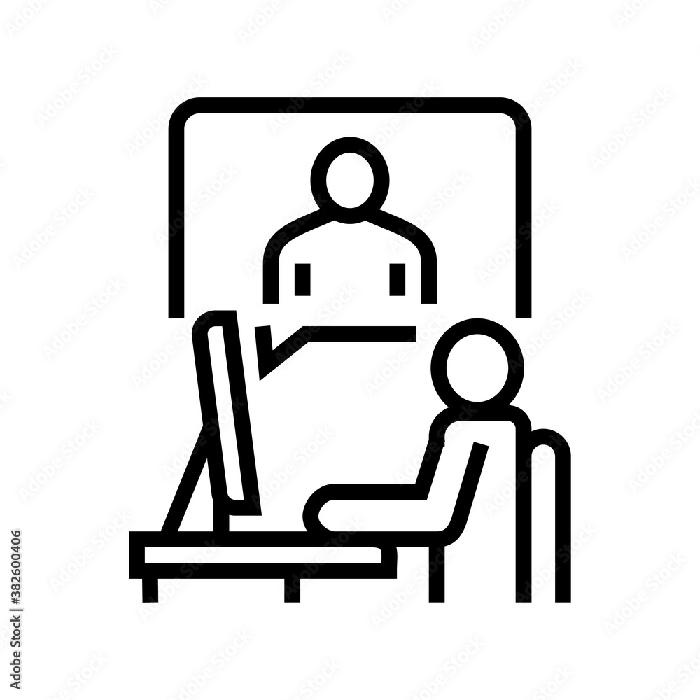 video call or remote interview line icon vector. video call or remote interview sign. isolated contour symbol black illustration video call or remote interview line icon vector. video call or remote interview sign. isolated contour symbol black illustration