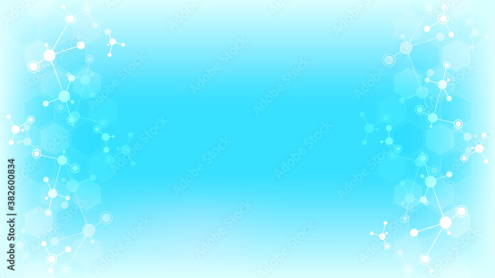 Abstract background of molecular structures. Molecules or DNA strand, genetic engineering, neural network, innovation technology, scientific research. Technological, science and medicine concept. Abstract background of molecular structures. Molecules or DNA strand, genetic engineering, neural network, innovation technology, scientific research. Technological, science and medicine concept.