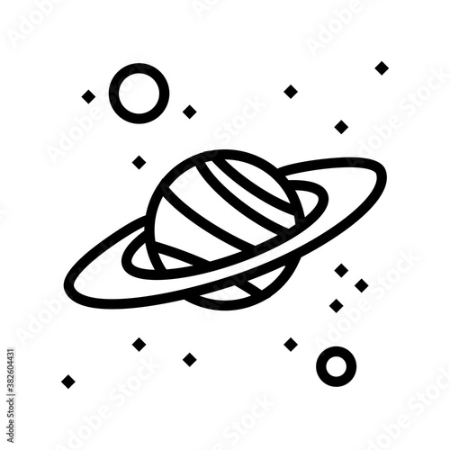 saturn planet line icon vector. saturn planet sign. isolated contour symbol black illustration