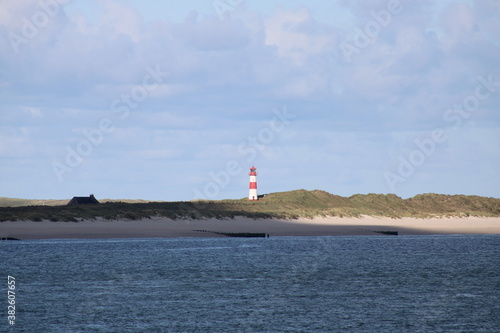 Lighthouse on Ellenbogen in the North of Sylt in Wadden Sea National Park