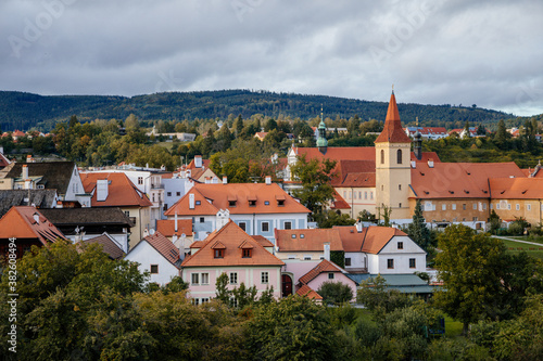 Beautiful panoramic view of The Monastery of the Minorites in the old city in Cesky Krumlov, South Bohemia, Czech Republic