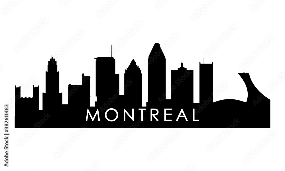 Montreal skyline silhouette. Black Montreal city design isolated on white background.