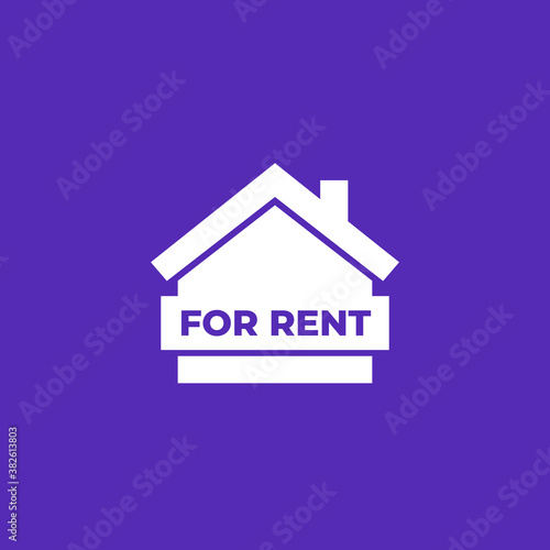 For rent icon with house, vector