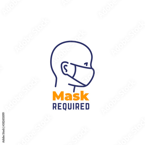 mask required sign, line icon