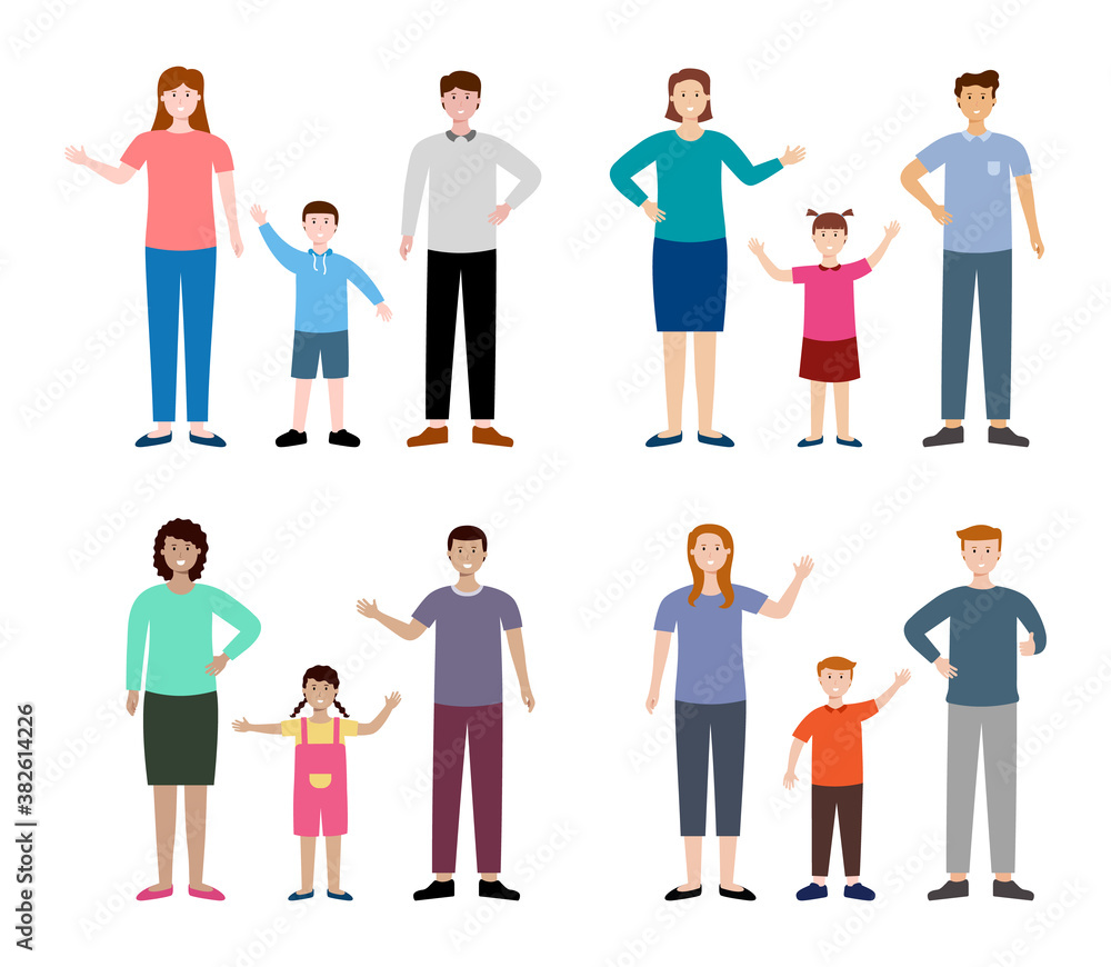 Set of diversity family character. vector illustration