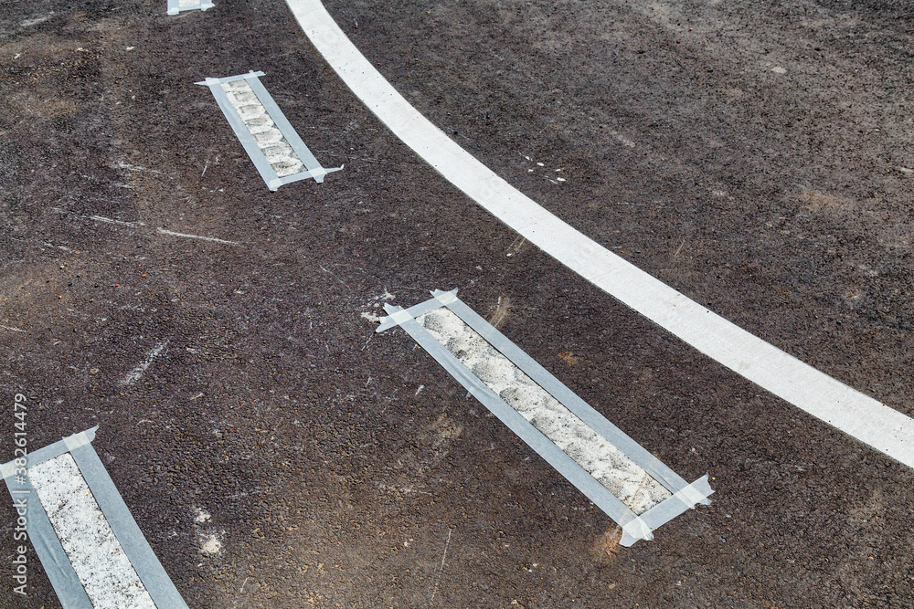 Fototapeta premium Preparing for thermoplastic traffic line painting
