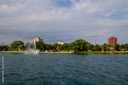 фотографія Sault Ste Marie Ontario skyline on the waterfront of the St Mary's River in Canada