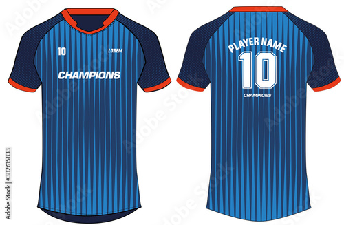 Sports t-shirt jersey design template, mock up sports kit with front and back view