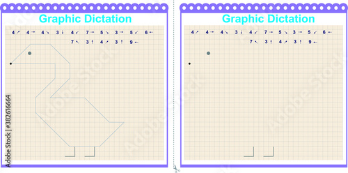 Draw a picture on the arrows. Cartoon graphic goose. Worksheet for children