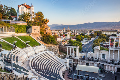 Wallpaper Mural Roman theatre of Philippopolis in Plovdiv, Bulgaria.Panorama of the ancient Amphitheatre in Plovdiv Torontodigital.ca