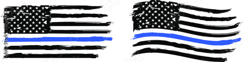 Thin blue line. Flag with Police Blue Line - Distressed american flag.	