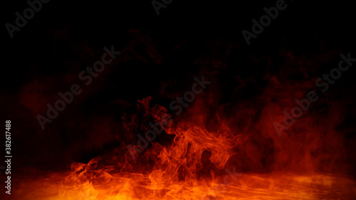 Mystery fire fog texture overlays for text or space. Smoke chemistry, mystery effect on isolated background. Stock illustration.