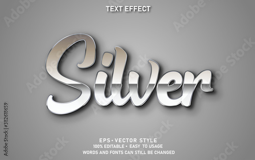 Editable Text Effect Silver Premium Vector
