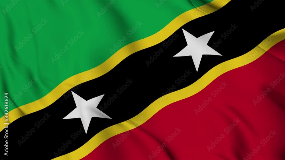 Flag of the Federation of Saint Christopher and Nevis fluttering in the wind Flag of the Federation of Saint Christopher and Nevis fluttering in the wind
