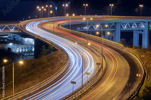 Highway at night lights photo