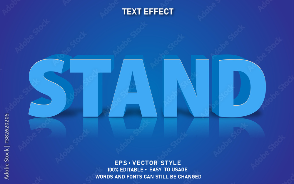 Editable Text Effect Blue Stand Premium Vector