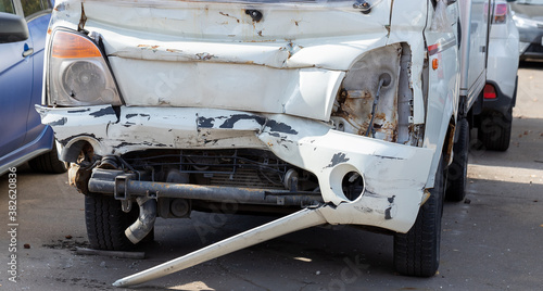 Crashed Car close-up. Insurance case.
