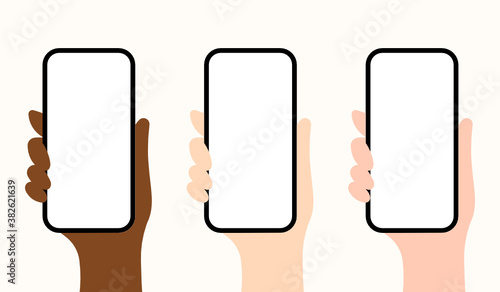 Set of hand holding a phone