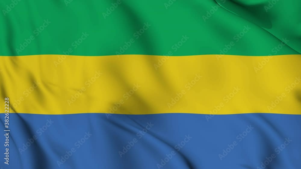Flag of the Gabonese Republic gently waving in the wind Flag of the Gabonese Republic gently waving in the wind