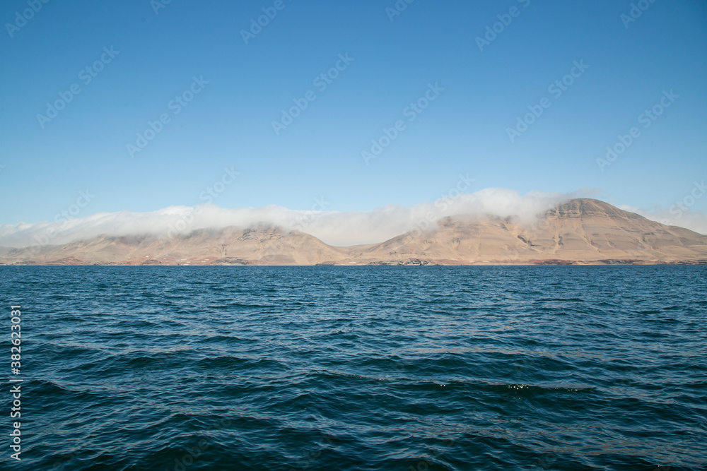 San Lorenzo Island in Lima seen from the sea. Pacific Ocean. San Lorenzo Island in Lima seen from the sea. Pacific Ocean.
