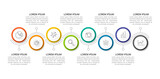 Minimal infographic Timeline template can be used for workflow layout, diagram, number options, web design. Infographic business concept with 8 option, parts, steps or processes. Abstract background.	