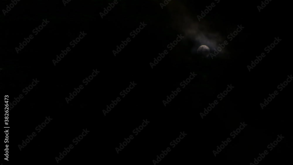 Time laps of full moon with clouds moving in front. Copy space