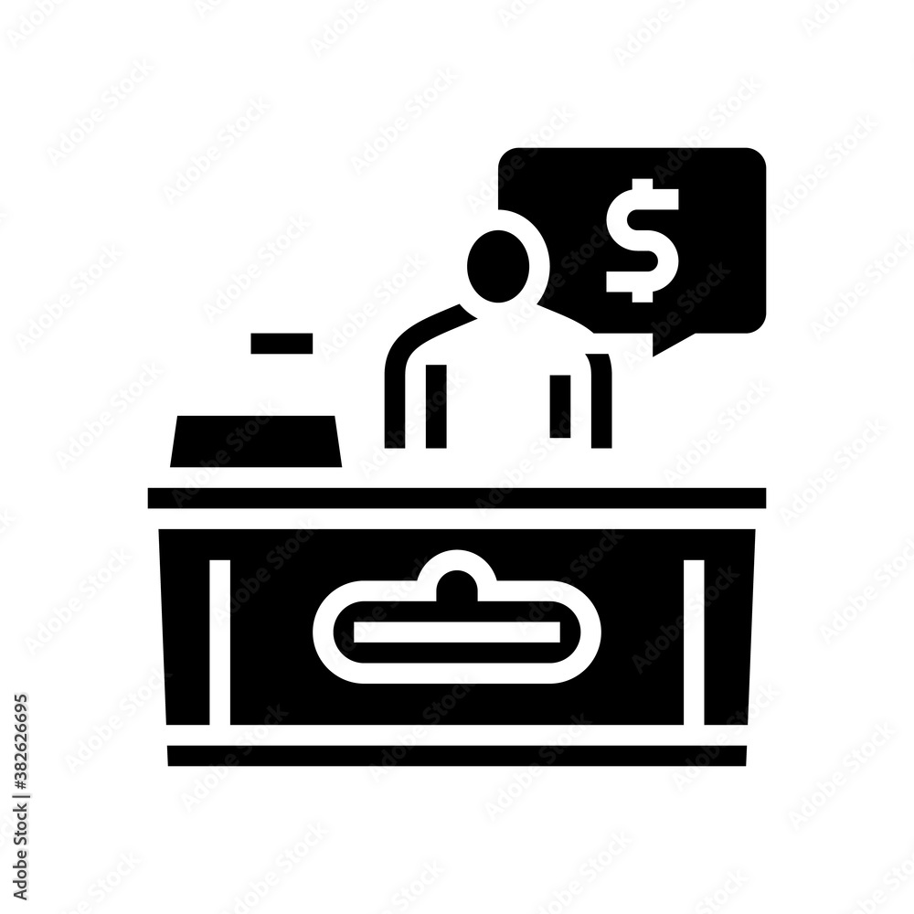 supermarket cashier glyph icon vector. supermarket cashier sign. isolated contour symbol black illustration supermarket cashier glyph icon vector. supermarket cashier sign. isolated contour symbol black illustration