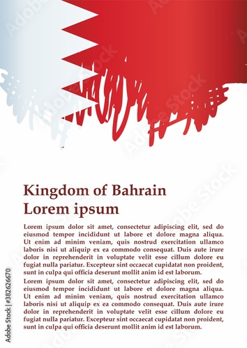 Flag of Bahrain, Kingdom of Bahrain. Template for award design, an official document with the flag of Bahrain. Bright, colorful vector illustration
