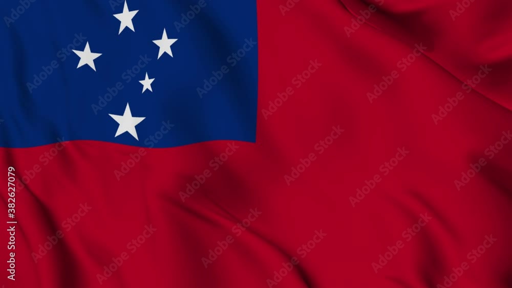 Flag of the Independent State of Samoa fluttering in the wind Flag of the Independent State of Samoa fluttering in the wind