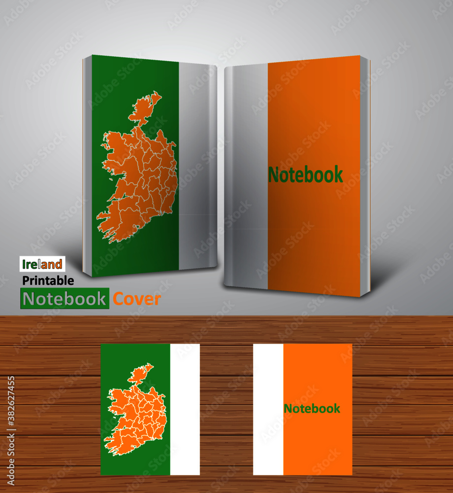 Ireland Notebook Design Mockup 3D Book Template National Country