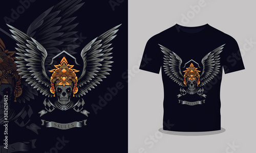 flying and scary beautiful skull