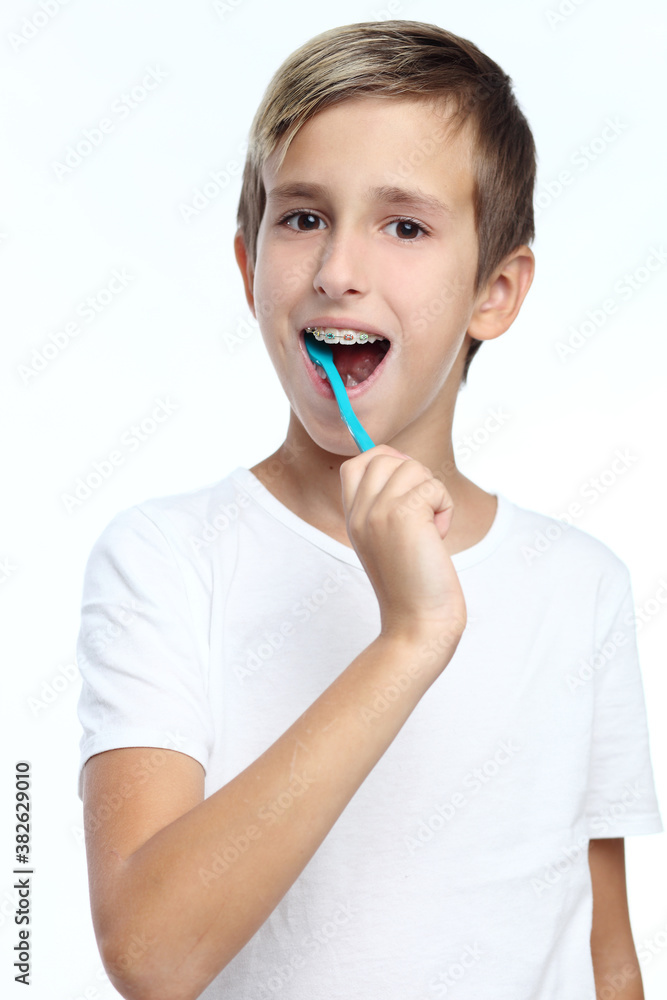 Young boy brushing his teeth Young boy brushing his teeth