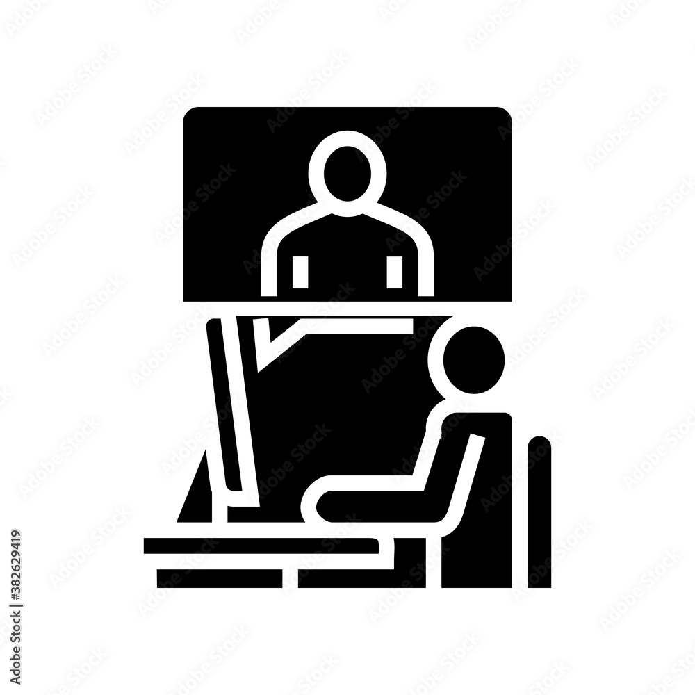 video call or remote interview glyph icon vector. video call or remote interview sign. isolated contour symbol black illustration video call or remote interview glyph icon vector. video call or remote interview sign. isolated contour symbol black illustration