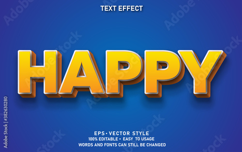 Editable Text Effect Happy Premium Vector