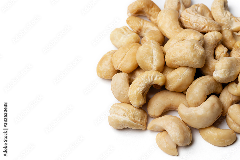 cashew nuts on a white background cashew nuts on a white background
