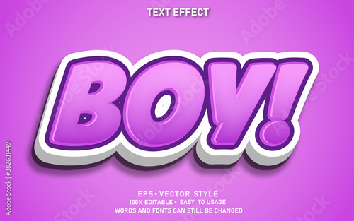 Editable Text Effect Cute Boy Premium Vector