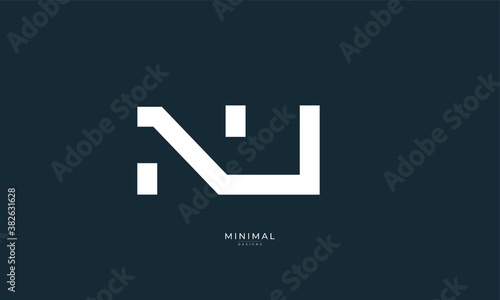 Alphabet letter icon logo NU