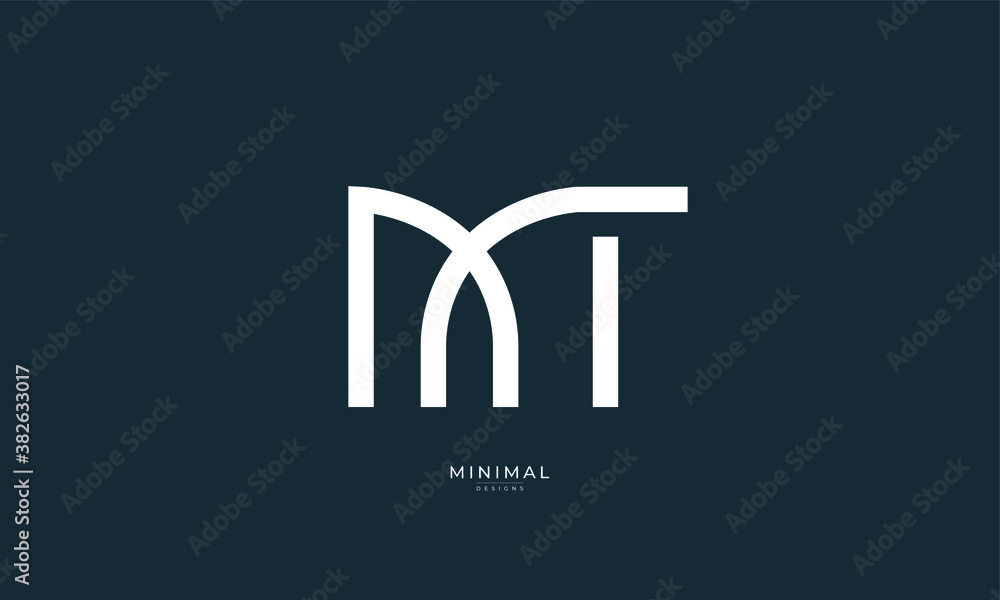 Alphabet letter icon logo MT - obrazy, fototapety, plakaty 