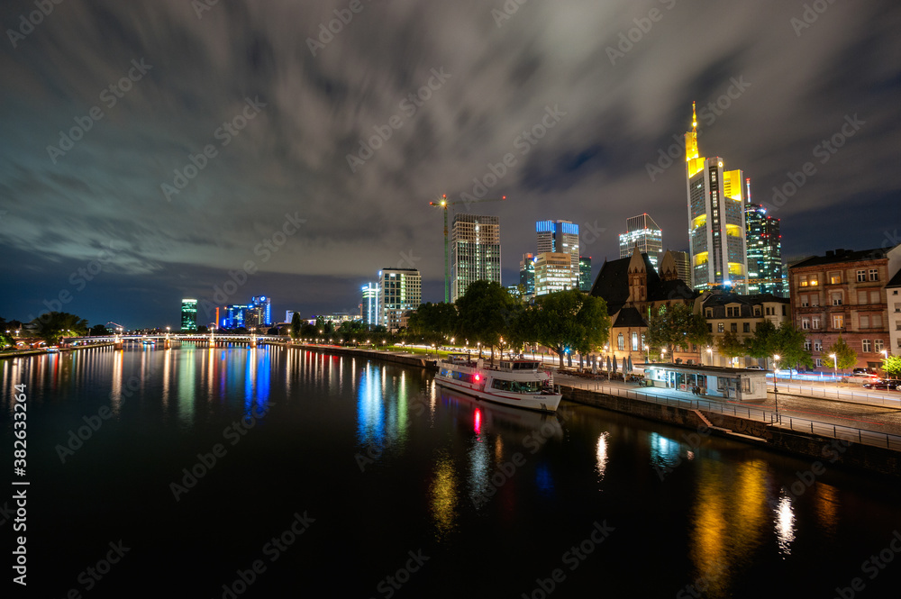 Frankfurt am Main, Hessen, Germany, Europe, the skyline of the city with the Banks district skyscrapers