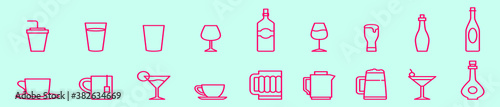 set of wine glass and bottle cartoon icon design template with various models. vector illustration isolated on blue background