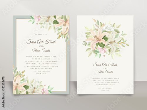 elegant lily wedding invitation card set © lukasdedi