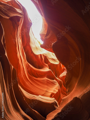 view of twisting sandstone walls in famous Antelope Canyon, American Southwest, Arizona, USA