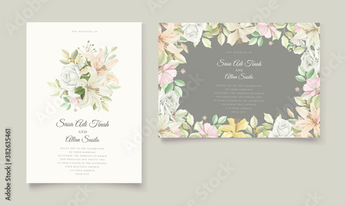 elegant lily wedding invitation card set