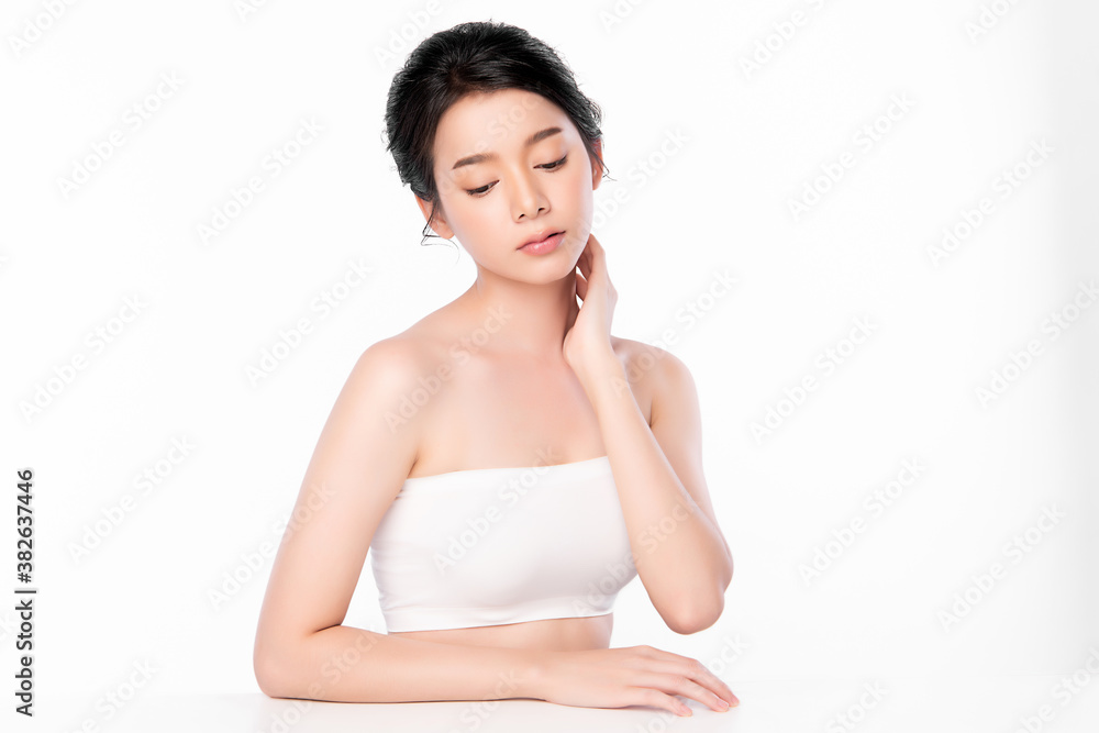 Beautiful young asian woman with clean fresh skin on white background, Face care, Facial treatment, Cosmetology, beauty and spa, Asian women portrait Beautiful young asian woman with clean fresh skin on white background, Face care, Facial treatment, Cosmetology, beauty and spa, Asian women portrait